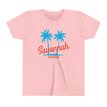 Buy pink Savannah, Georgia Youth Shirt - Retro Palm Tree Savannah Kid's T-Shirt