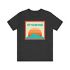 Retro Wyoming T-Shirt, Mountain Sun Tee, Unisex Graphic Shirt, Vintage Wyoming Top, Outdoor Adventure Clothing