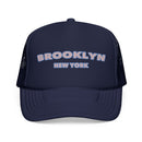 Brooklyn, New York Foam Trucker Hat - Retro Pastel Script Mesh Cap-2