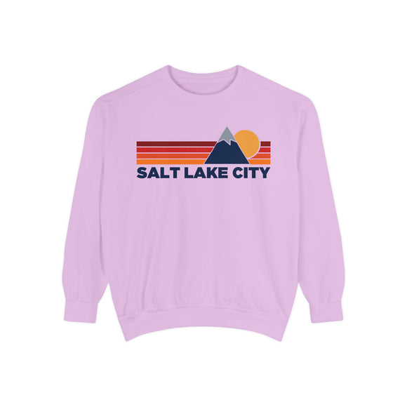 Salt Lake City, Utah Mountain Stripes Sweatshirt | Comfort Colors - 100% Cotton