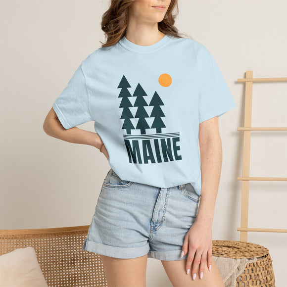 Maine T Shirt, Comfort Colors Cotton 100% Cotton Trees Tee