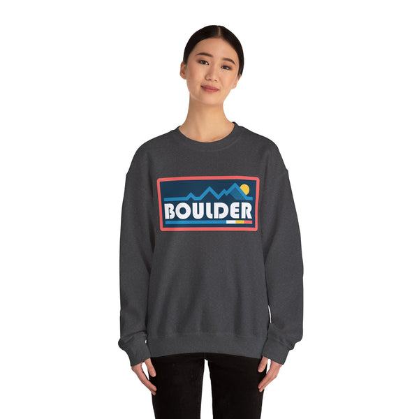 Boulder, Colorado Sweatshirt - Mountain Graphic Crewneck