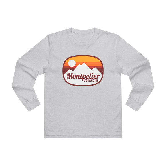 Montpelier, Vermont Mens Base Long-sleeve Tee - Retro Ombre Heavy Weight Long Sleeve T-shirt