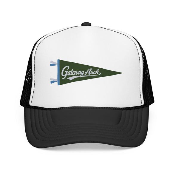 Gateway Arch National Park Pennant Trucker Hat — Vintage Foam Mesh Cap
