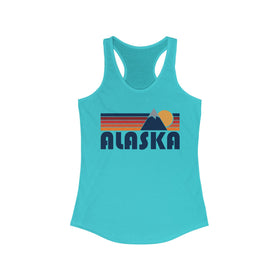 Buy solid-tahiti-blue Alaska Women's Racerback Tank Top - Mountain Lover Sleeveless Shirt, Women's Alaska Hiking Tank