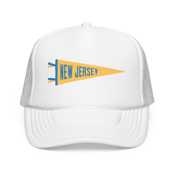 New Jersey Pennant Trucker Hat — Retro Flag Foam Cap