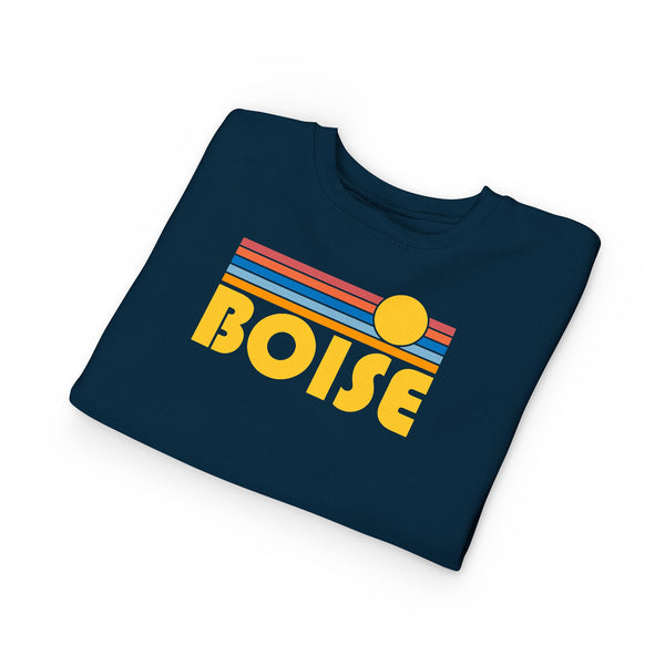 Boise, Idaho Toddler Sweatshirt - Retro Sun Boise Toddler Crewneck Sweatshirt