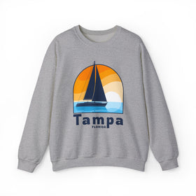 Buy sport-grey Tampa, Florida Sweatshirt - Sailboat Tampa Crewneck Sweatshirt