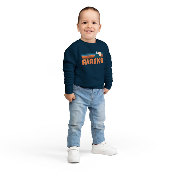 Alaska Toddler Sweatshirt - Retro Mountain Alaska Toddler Crewneck Sweatshirt