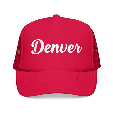 Buy red Denver, Colorado Foam Trucker Hat, Mesh Back