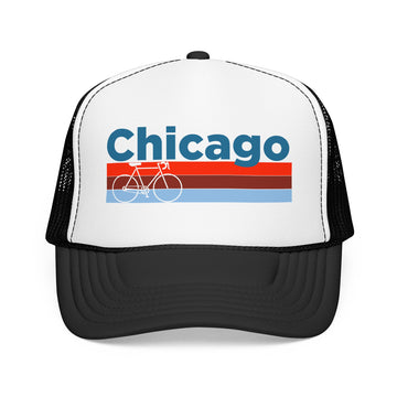 Buy black-white Chicago, Illinois Trucker Hat - Foam Chicago Bike Cap