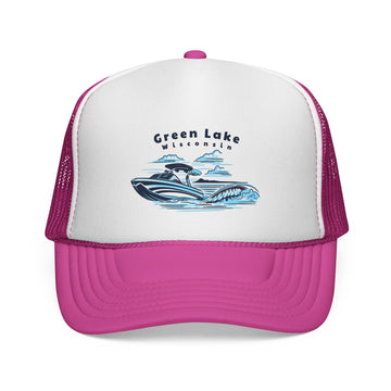 Buy pink Green Lake, Wisconsin Wakeboard Boat Trucker Hat