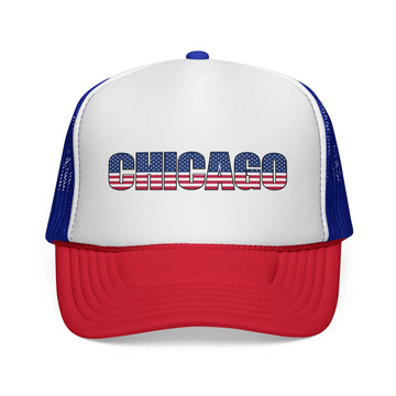 Chicago Illinois Stars and Stripes Trucker Cap