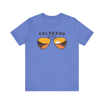 Buy heather-columbia-blue Colorado T Shirt - Sunglasses Lake Graphic Colorado Tee