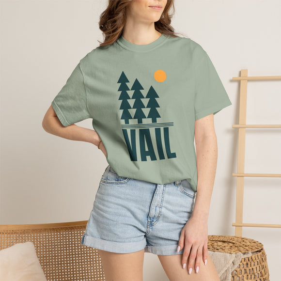 Vail, Colorado T-Shirt, Comfort Colors 100% Cotton Trees Tee - Pine Tree Graphic