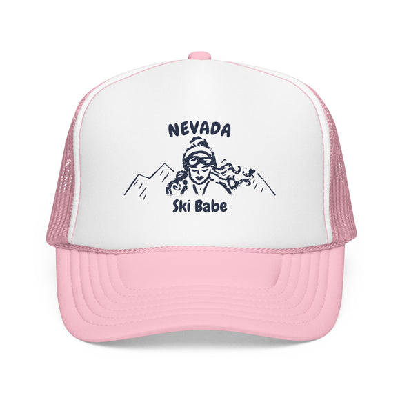 Nevada Ski Babe Trucker Hat — Foam Mesh Cap