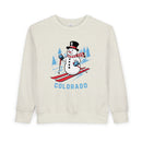 Colorado Toddler Sweatshirt - Skiing Snowman Colorado Toddler Crewneck Sweatshirt-1