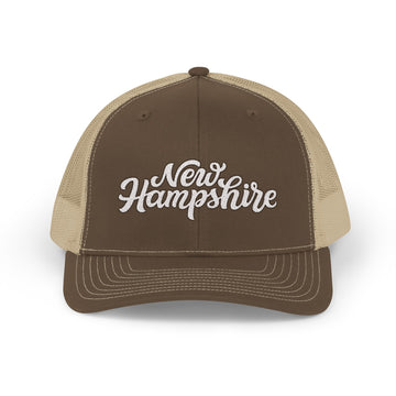 Buy brown-khaki New Hampshire Snapback Trucker Cap - Embroidered New Hampshire Hat