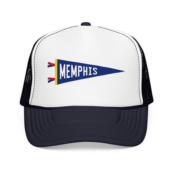 Memphis, Tennessee Pennant Trucker Hat — Retro Flag Foam Cap