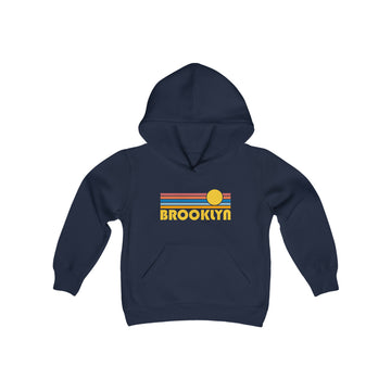 Buy navy Brooklyn, New York Youth Hoodie - Retro Sun