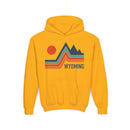 Wyoming Youth Hoodie - Retro Mountain Wyoming Youth Sweatshirt-3