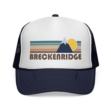 Buy dark-navy Breckenridge, Colorado Retro Mountains Trucker Hat - Vintage Style Breckenridge Cap