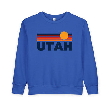 Buy royal Utah Toddler Sweatshirt - Retro Sun Utah Toddler Crewneck Sweatshirt
