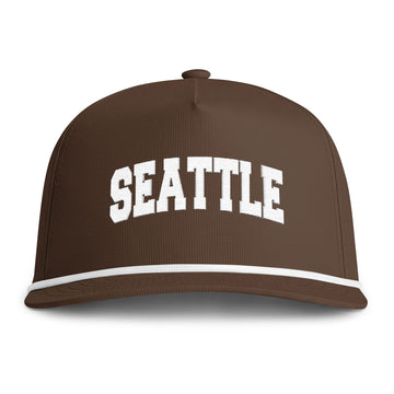 Seattle, Washington Embroidered Rope Hat - Vintage Sunwashed Rope Cap, Comfort Colors - 0