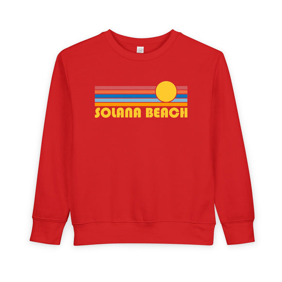 Solana Beach, Florida Toddler Sweatshirt - Retro Sun Solana Beach Toddler Crewneck Sweatshirt