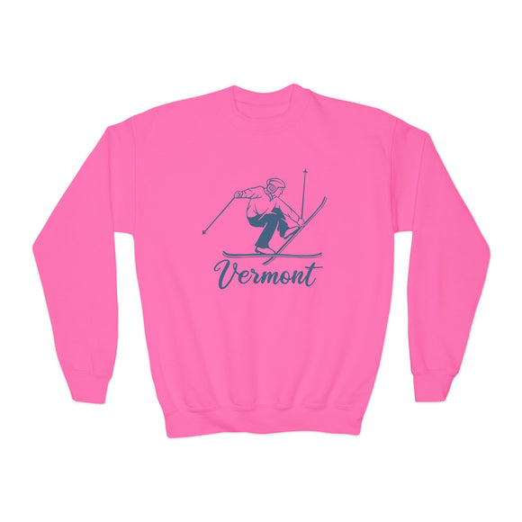 Vermont Youth Crewneck Sweatshirt - Snowman Ski Snowman Unisex Kid's Vermont Sweatshirt