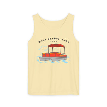 Buy butter West Okoboji Lake, Iowa Tank Top Unisex - Pontoon Boat - Comfort Colors - 100% Cotton