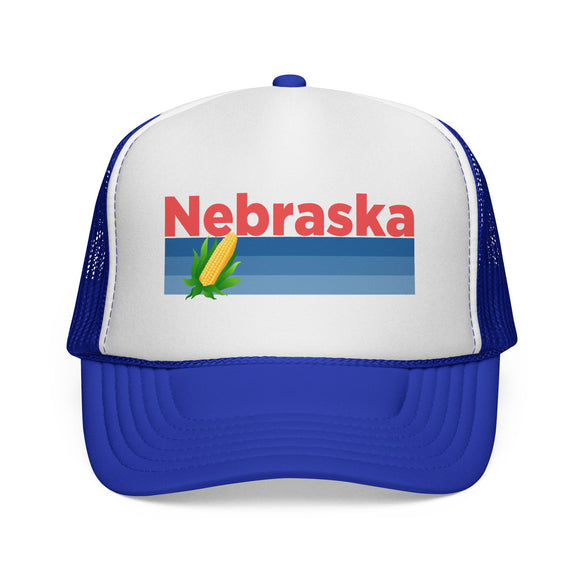 Nebraska Retro Corn and Farm Trucker Hat