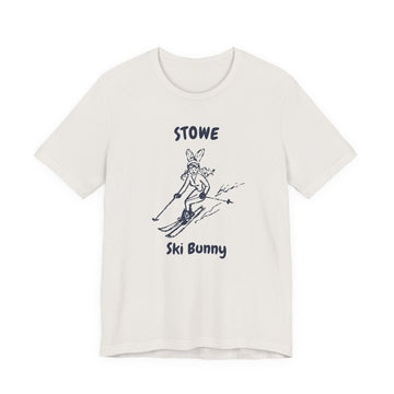Buy vintage-white Stowe, Vermont Ski Bunny T‑Shirt — Retro Skiing Graphic Tee