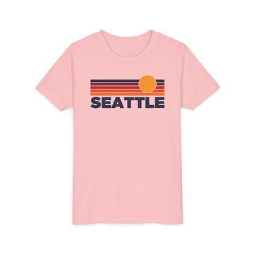 Buy pink Seattle, Washington Youth T-Shirt — Retro Sun Tee