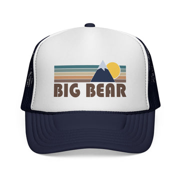 Buy dark-navy Big Bear, California Retro Mountains Trucker Hat - Vintage Style Big Bear Cap