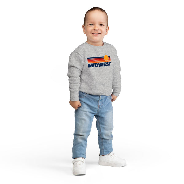 Midwest Toddler Sweatshirt - Retro Sun Midwest Toddler Crewneck Sweatshirt