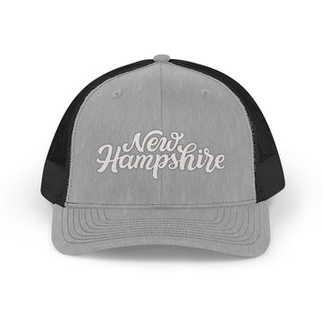 Buy heather-grey-black New Hampshire Snapback Trucker Cap - Embroidered New Hampshire Hat