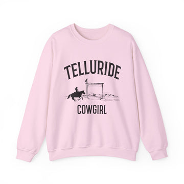 Buy light-pink Telluride, Colorado Sweatshirt - Colorado Cowgirl Graphic Crewneck
