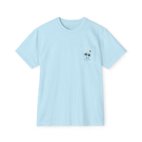 Buy chambray Tallahassee, Florida Palm Tree Pocket Tee, Summer Coastal Vibes Top, Beach Apparel - Comfort Colors Graphic T Shirt