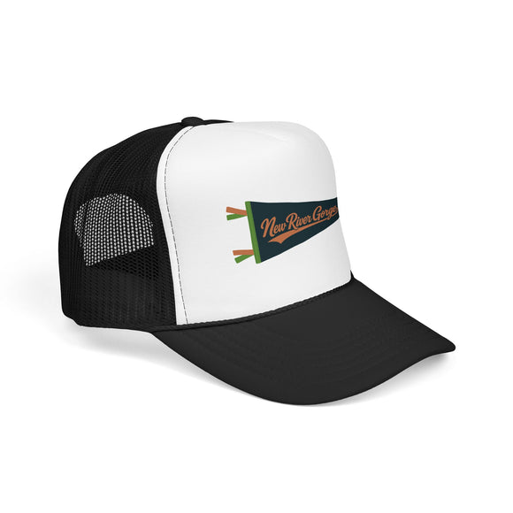 New River Gorge National Park Pennant Trucker Hat — Vintage Foam Mesh Cap