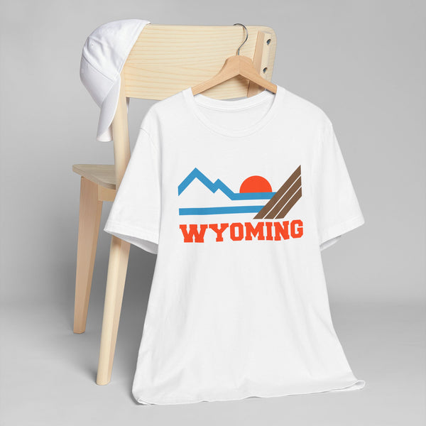 Wyoming Retro Mountains Sunset T-Shirt | Vintage Wyoming Tee
