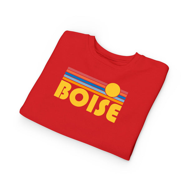 Boise, Idaho Toddler Sweatshirt - Retro Sun Boise Toddler Crewneck Sweatshirt