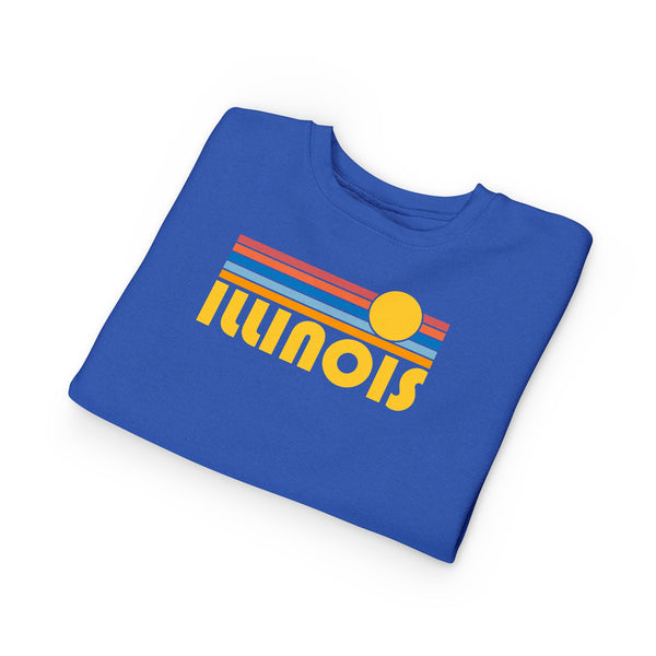 Illinois Toddler Sweatshirt - Retro Sun Illinois Toddler Crewneck Sweatshirt
