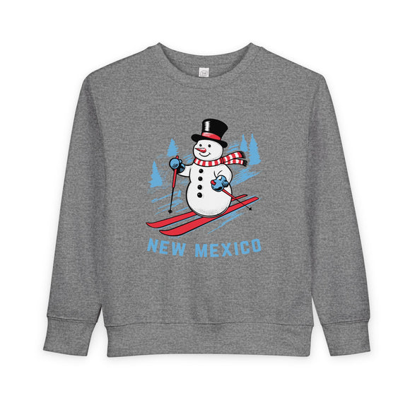 New Mexico Toddler Sweatshirt - Skiing Snowman New Mexico Toddler Crewneck Sweatshirt