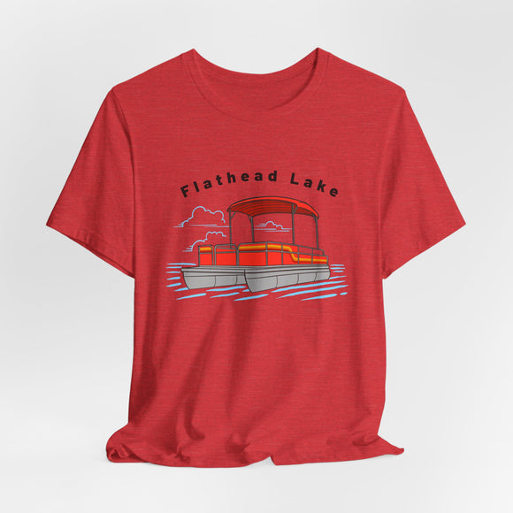 Flathead Lake T Shirt - Retro Pontoon Boat Flathead Lake Tee