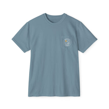 Buy ice-blue Montpelier, Vermont Pocket Tee Shirt, Garment-Dyed Shirt, Mountain Graphic Tee, Comfort Colors