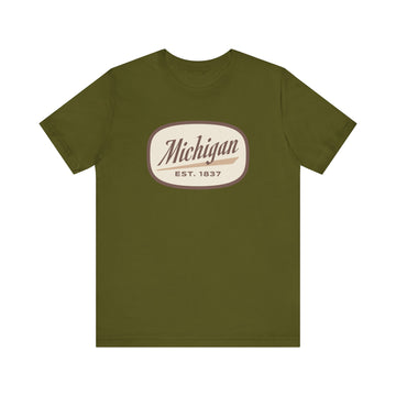 Buy olive Michigan T-Shirt - Retro Unisex Michigan Shirt