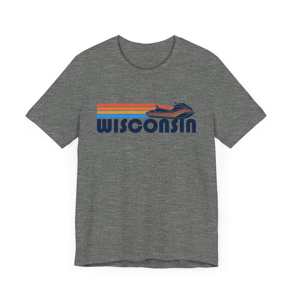 Wisconsin T Shirt - Retro Jetski PWC Graphic Wisconsin Tee
