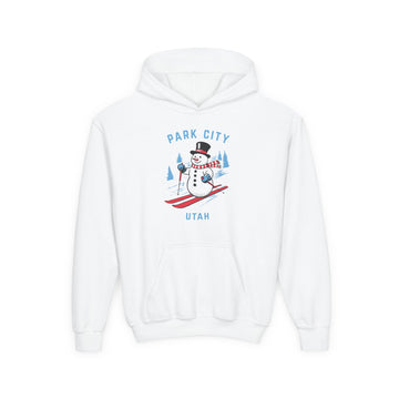 Park City, Utah Youth Hoodie - Skiing Snowman Kids Park City Hooded Sweatshirt
