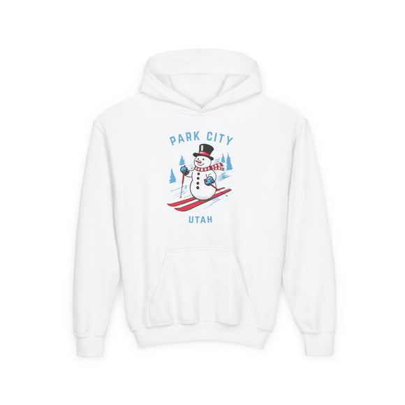 Park City, Utah Youth Hoodie - Skiing Snowman Kids Park City Hooded Sweatshirt